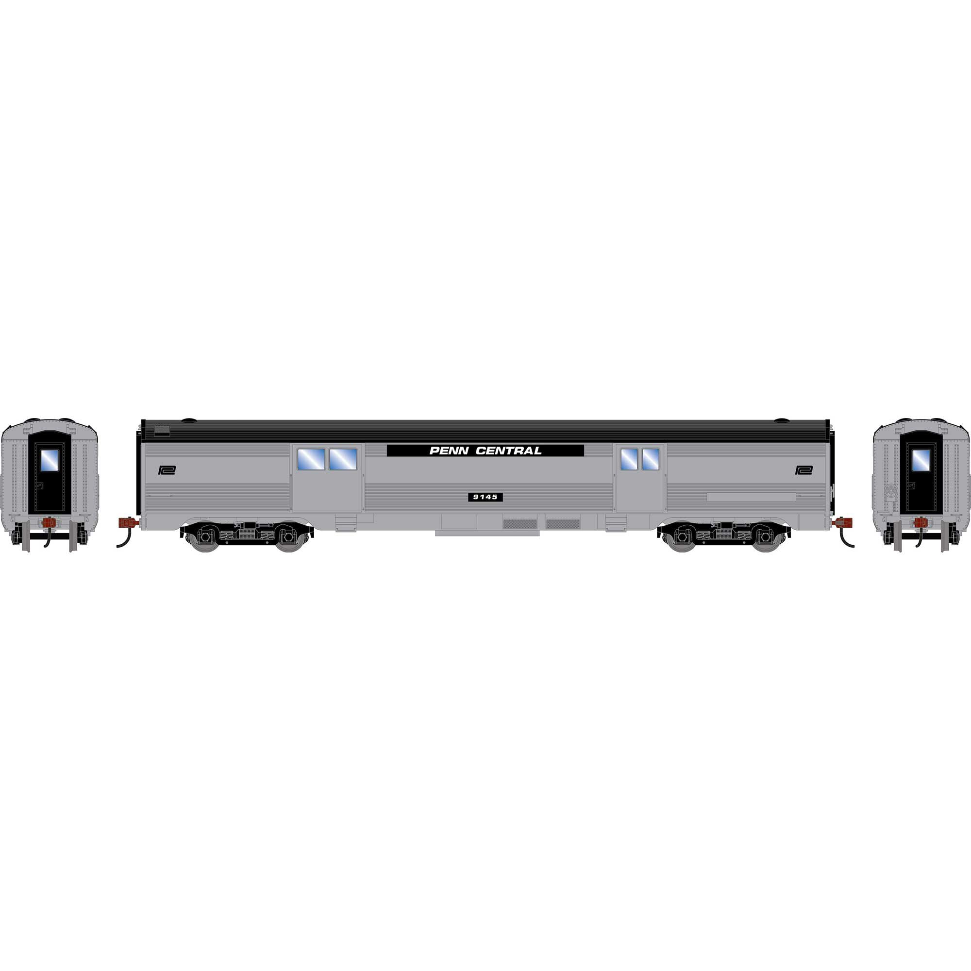 PREORDER Roundhouse HO 3540 Streamline Baggage Car, Penn Central #9145