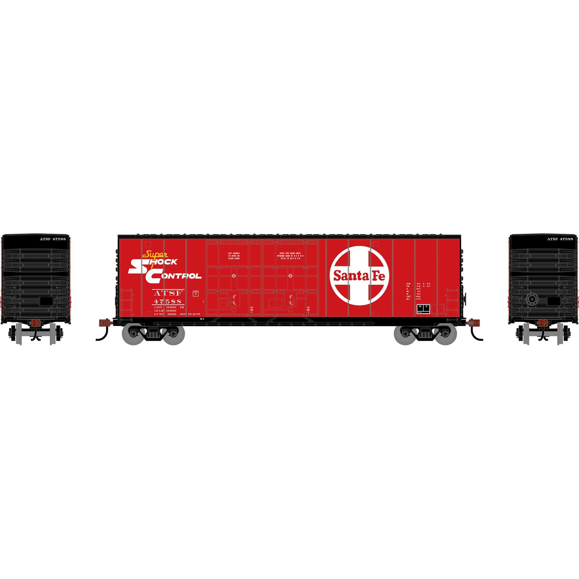 PREORDER Roundhouse HO 3547 50 High-Cube Smooth Side Box Car, Atchison Topeka & Santa Fe #47588