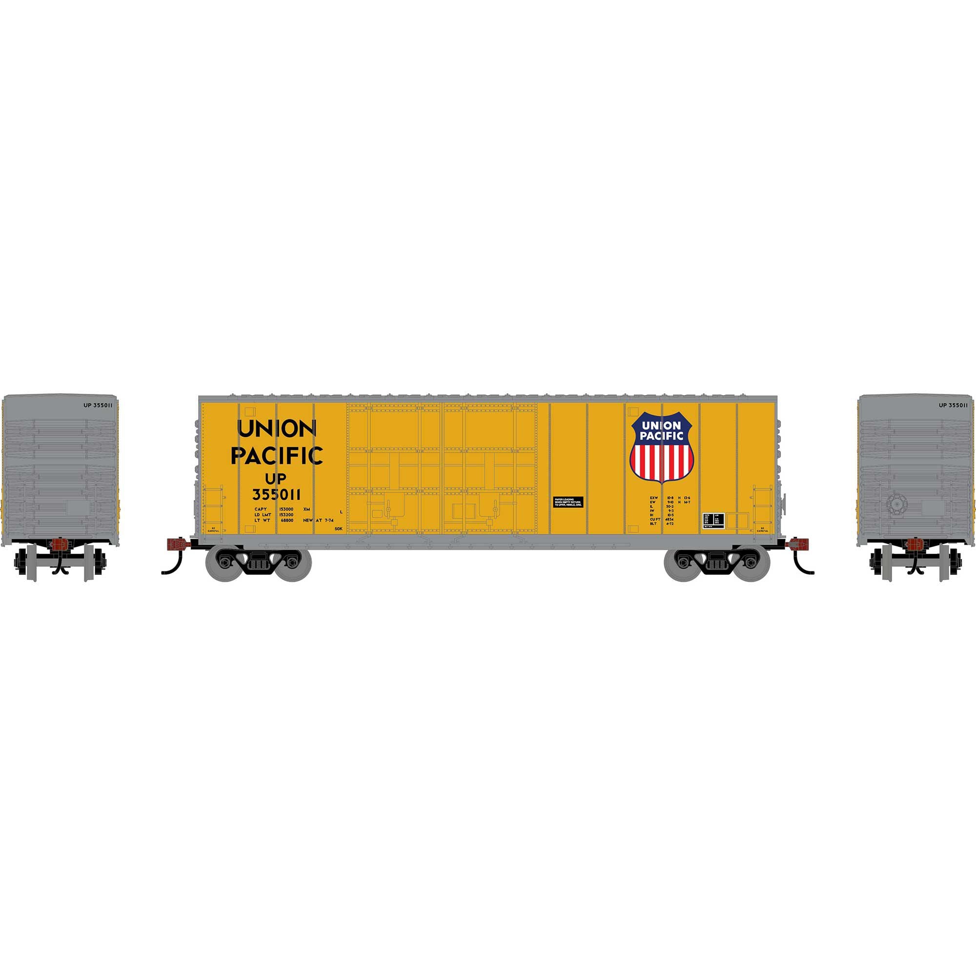PREORDER Roundhouse HO 3550 50 High-Cube Smooth Side Box Car, Union Pacific #355011