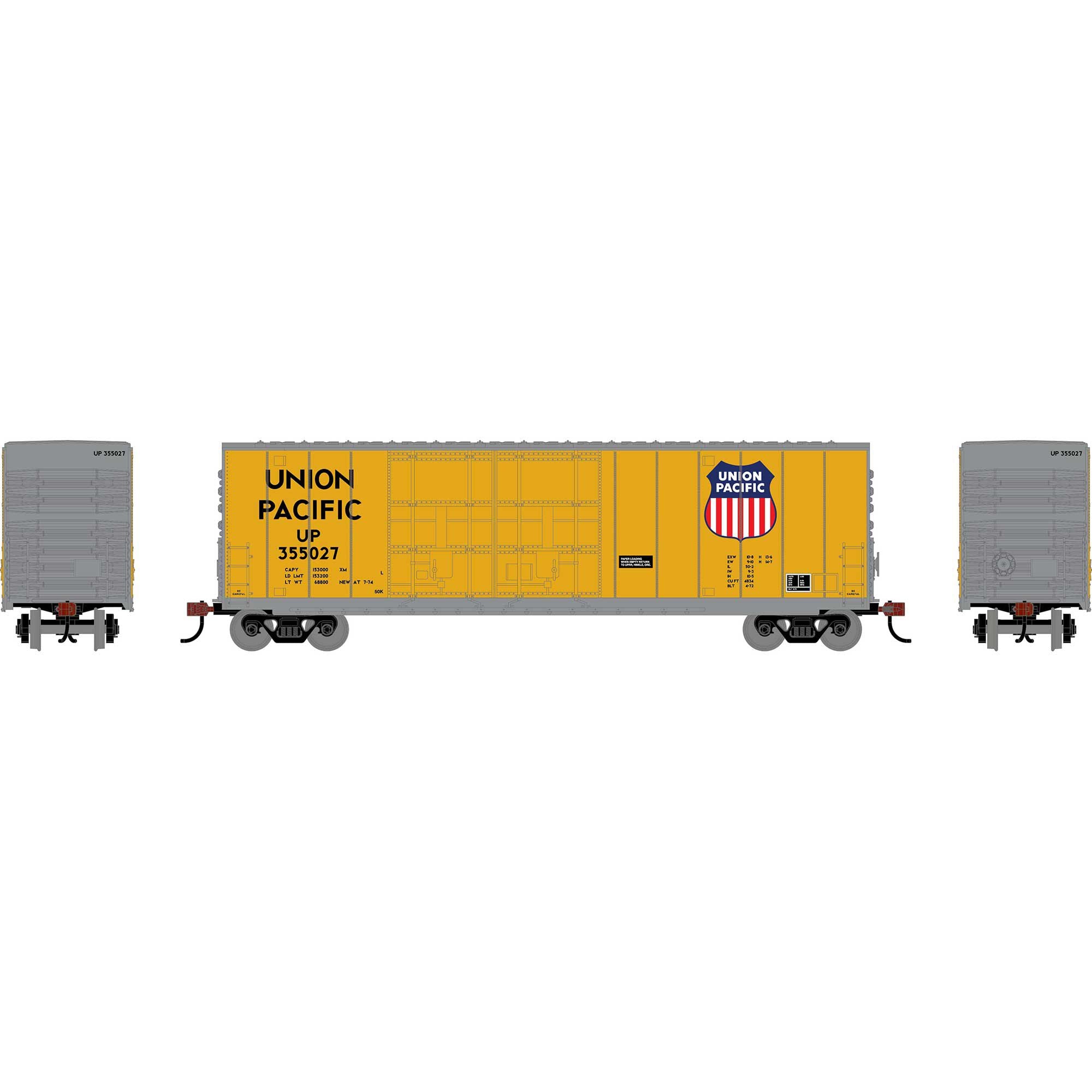 PREORDER Roundhouse HO 3551 50 High-Cube Smooth Side Box Car, Union Pacific #355027