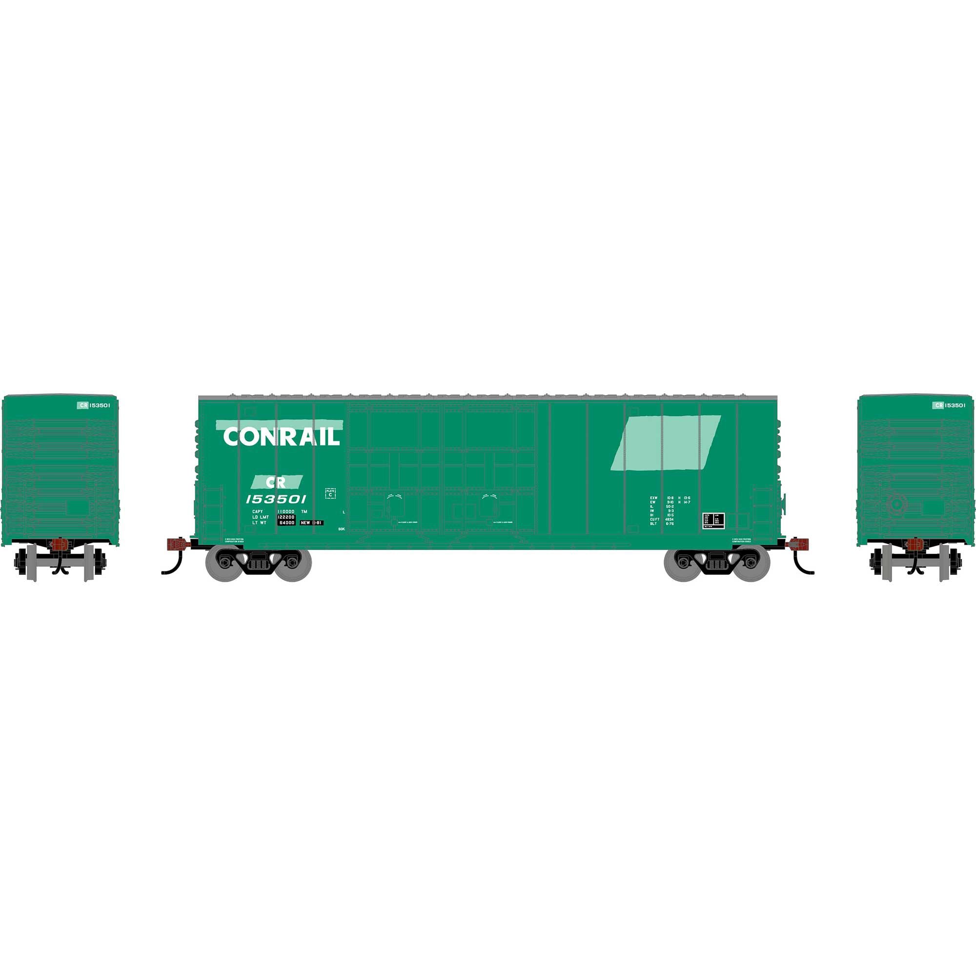 PREORDER Roundhouse HO 3553 50 High-Cube Smooth Side Box Car, Conrail #15301