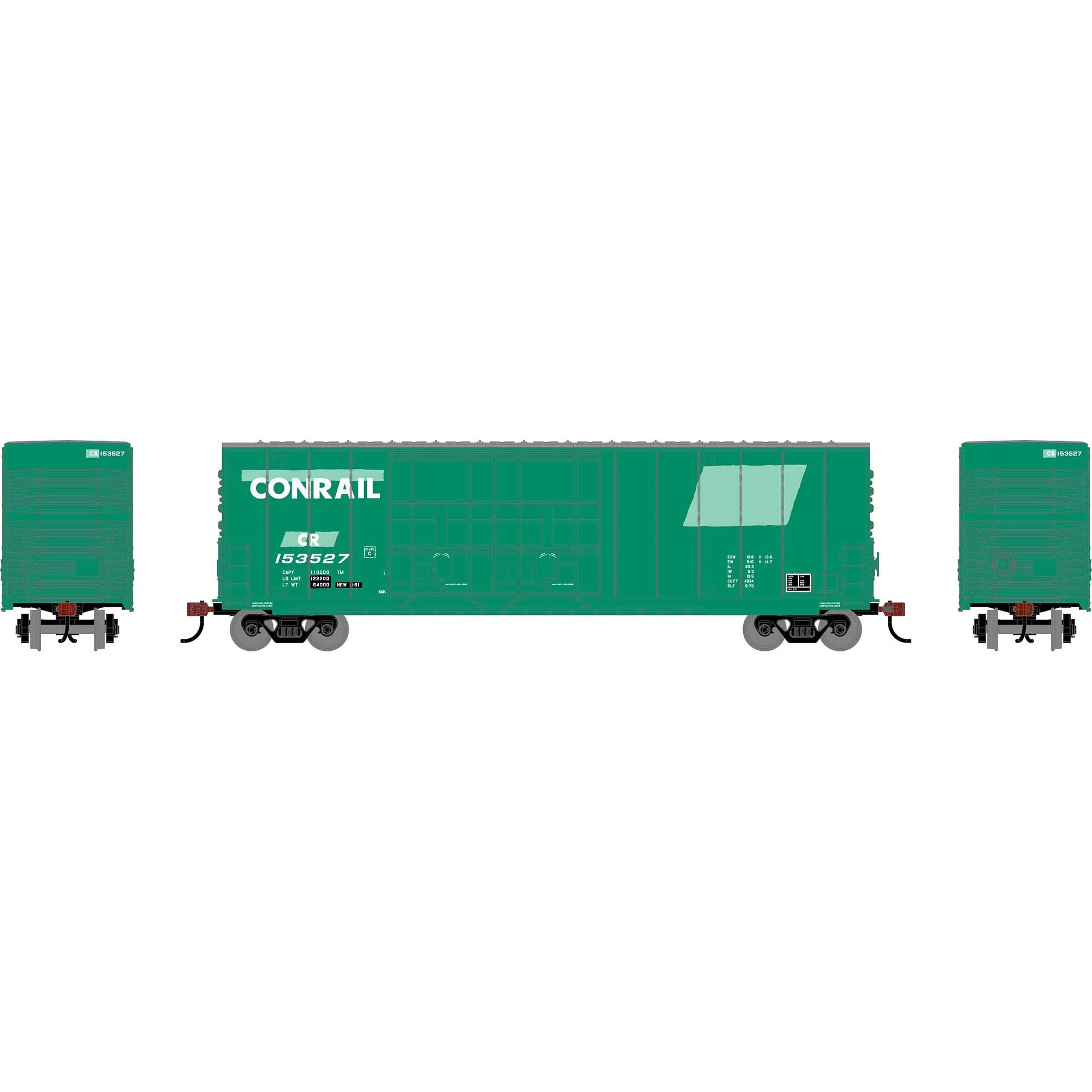 PREORDER Roundhouse HO 3554 50 High-Cube Smooth Side Box Car, Conrail #153527