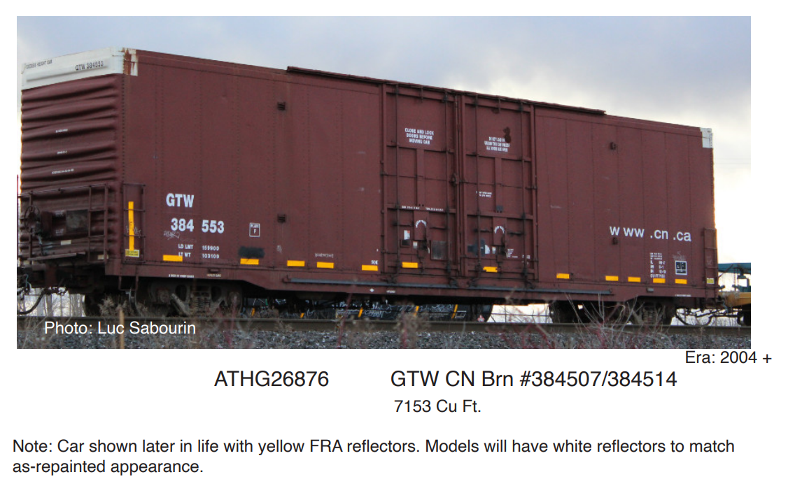 PREORDER Athearn Genesis ATHG26876 HO 60' Texarkana Rebuilt XB-172, CN-GTW/Brn #1 (2)