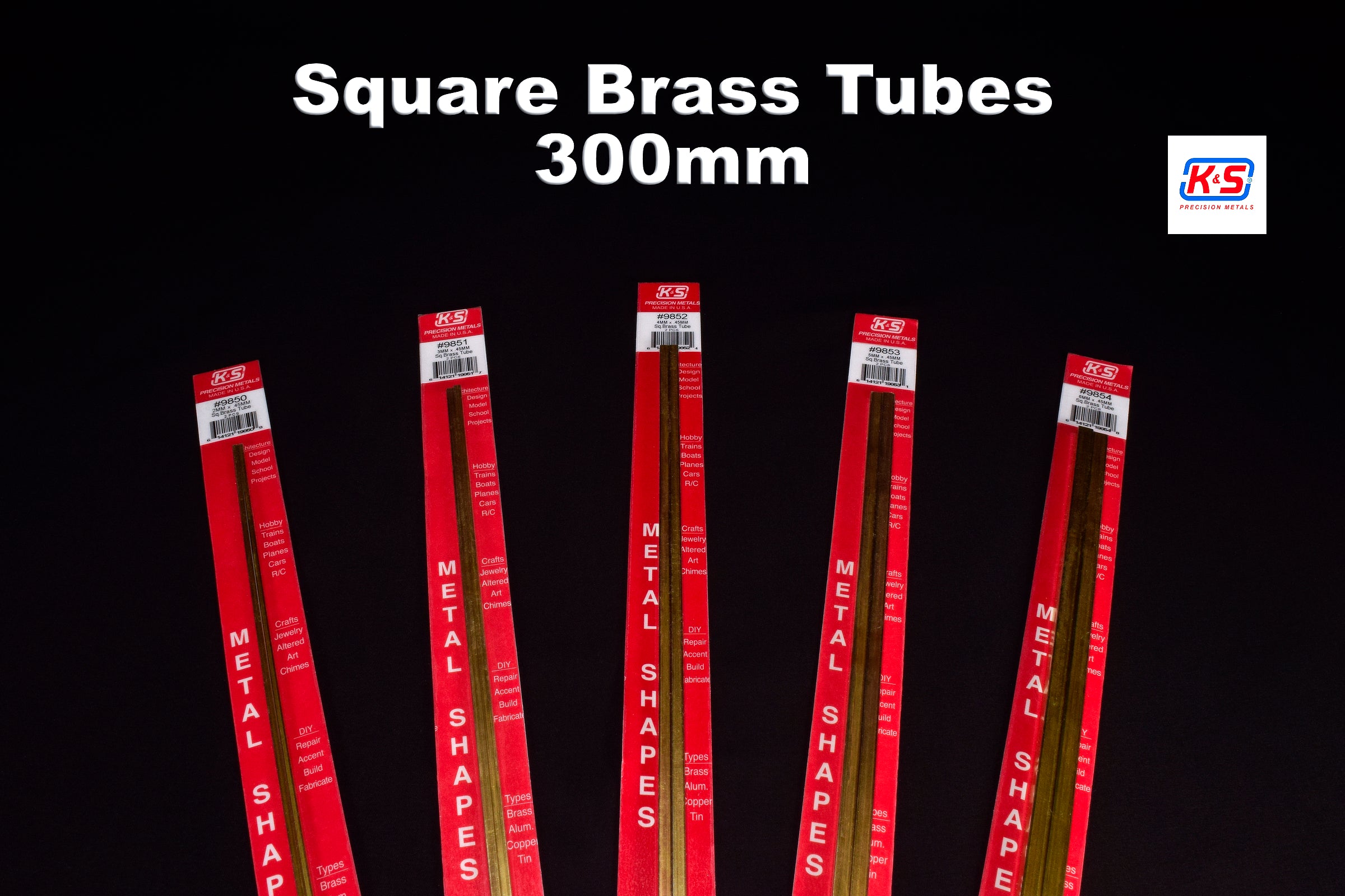 K&S 3mm Square Brass Tube 300mm (Pack of 2)
