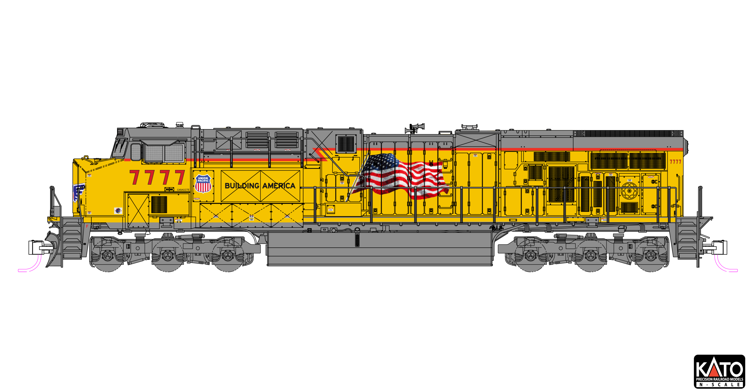 PREORDER Kato N 1768967DCC ES44AC Diesel Locomotive, Union Pacific #7777 (DCC Equipped)