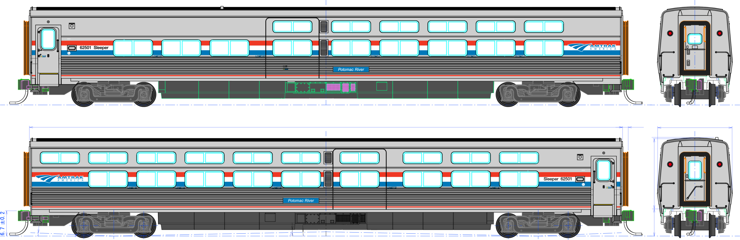 PREORDER Kato HO Viewliner II Sleeper, Amtrak Phase III Susquehanna River #62518