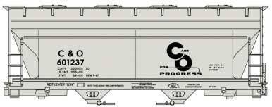 Accurail HO 2219 2-Bay ACF Covered Hopper, Chesapeake & Ohio #601237 | 20.68