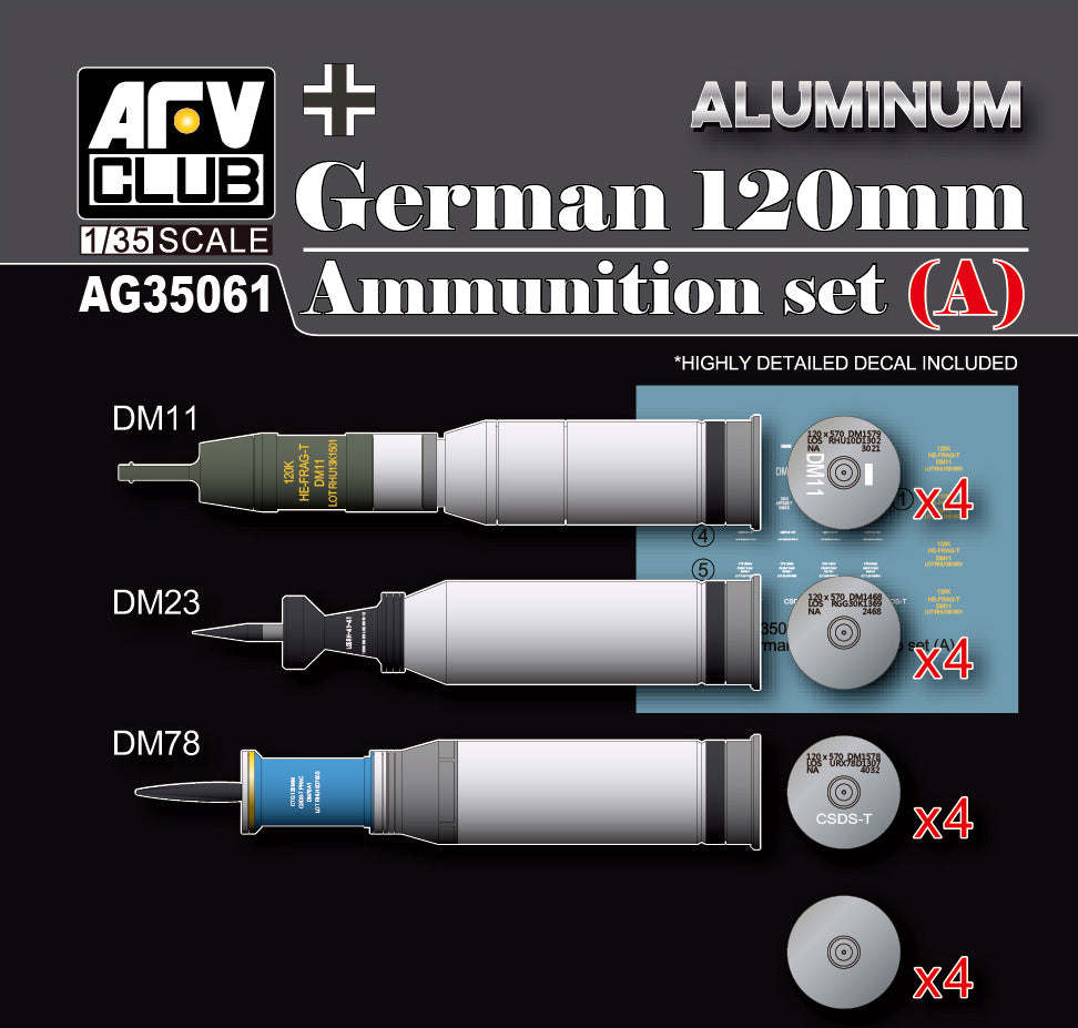 AFV Club AG35061 German 120mm Ammo Set A Aluminum 1:35