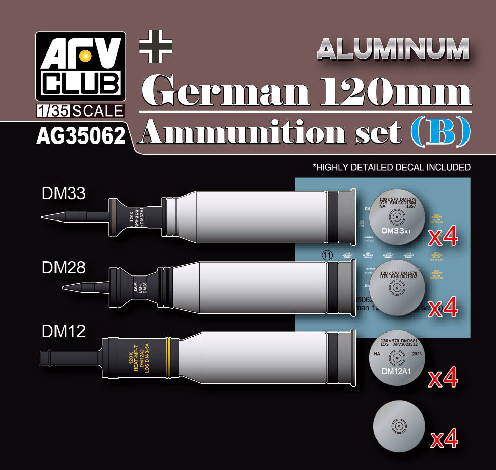 AFV Club AG35062 German 120mm Ammo Set B Aluminum 1:35