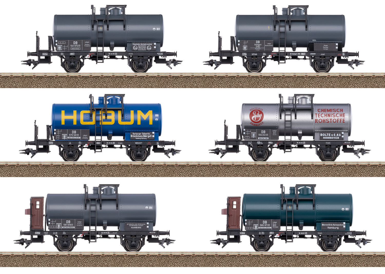 PREORDER Minitrix HO 24170 2-Axle Era III Tank Car, Assorted (6-Pack)