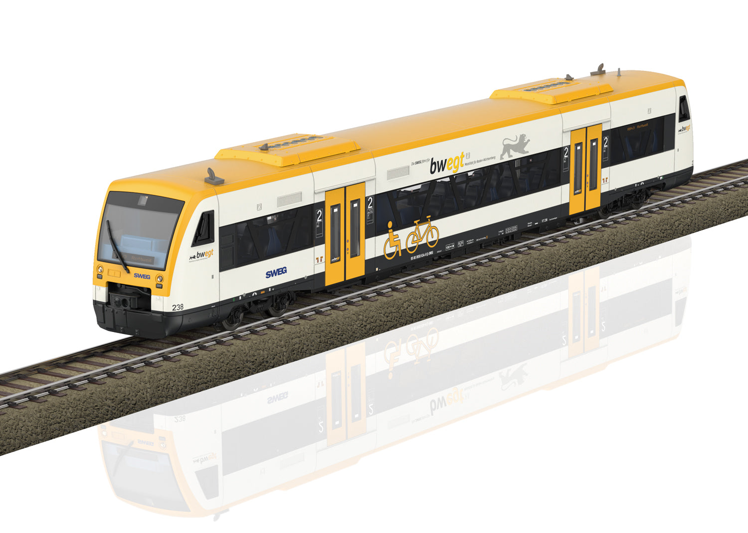 PREORDER Minitrix HO 25966 Regio Shuttle RS1 Class 650 Diesel Powered Rail Car, Southwest German Provincial #238 (DCC & Sound Equipped)