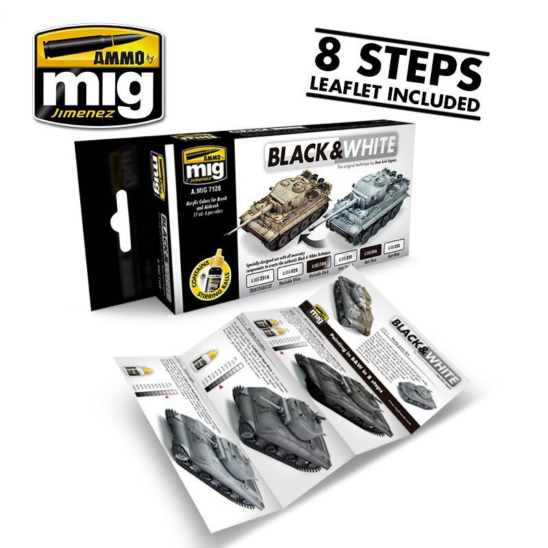 Ammo Mig 7128 BLACK & WHITE TECHNIQ SET