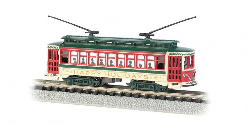 Bachmann 61085 Brill Trolley - Standard DC -- Christmas ("Happy Holidays"), N Scale