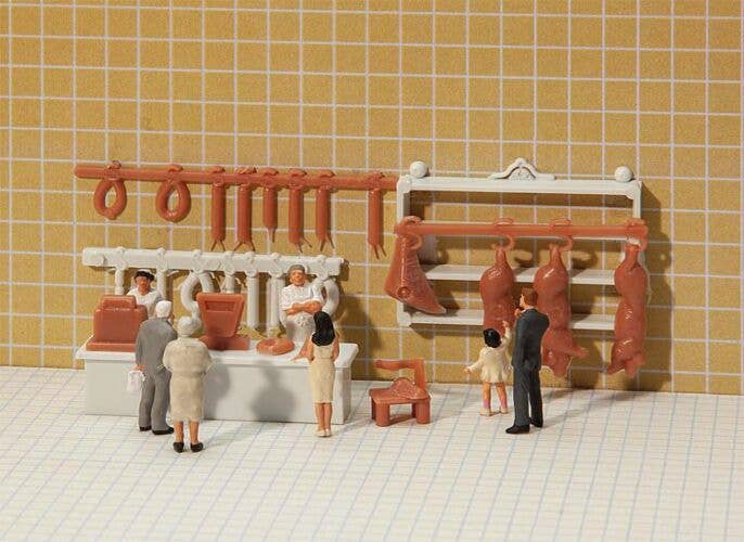 Faller HO 180974 Butcher Shop Interior Decoration Set, Unpainted