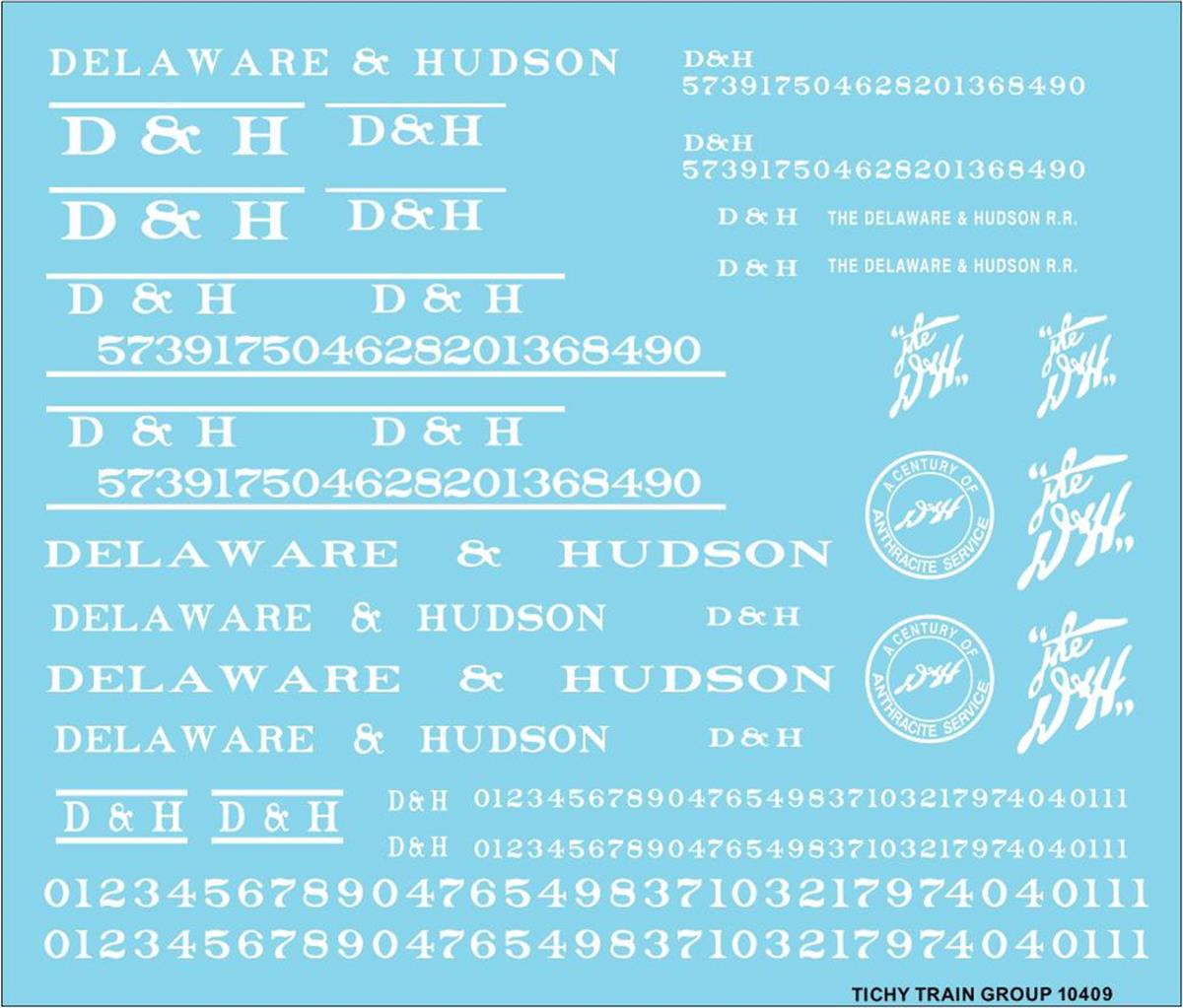 Tichy Train Group N 10409N Railroad Decal Set, Delaware & Hudson Roadname Set (White)