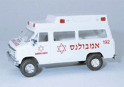 Trident Miniatures HO 90223 Chevrolet Ambulances, Emergency, Israeli (white, red)
