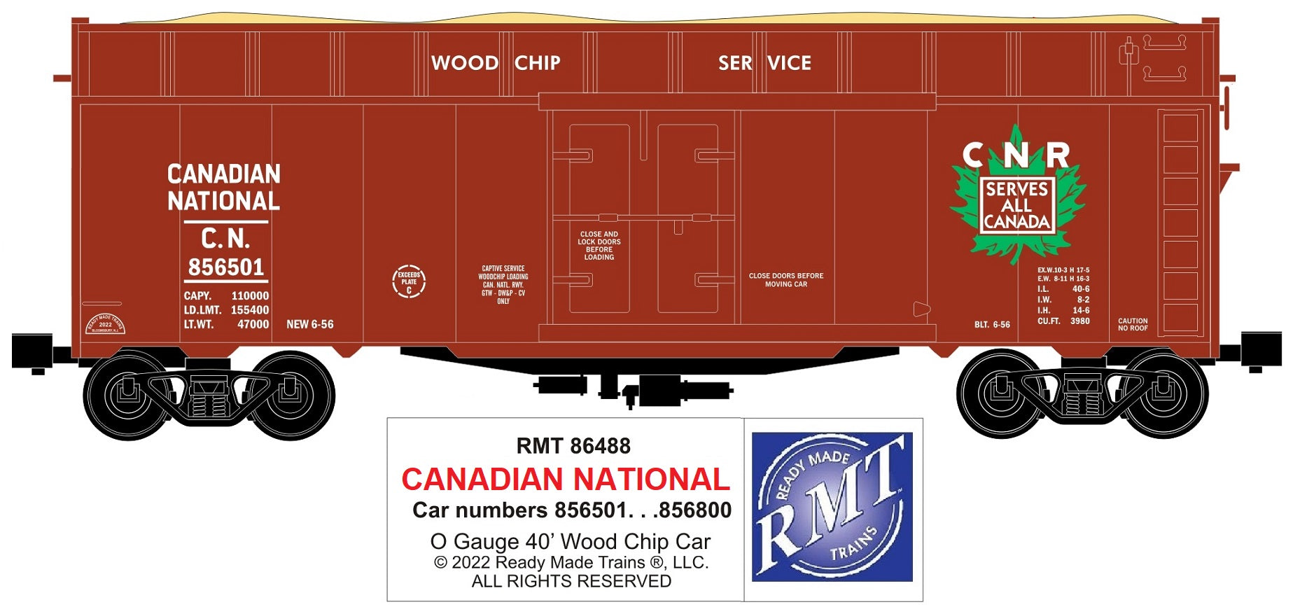 Ready Made Trains O 86488 Woodchip Car, Canadian National