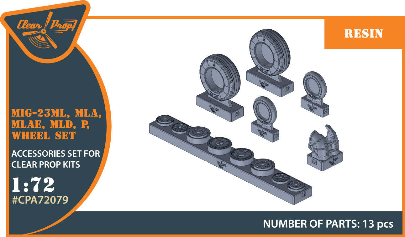 Clear Prop 1/72 MiG-23ML, MLD, P, MLAE Wheel set, for Clear Prop
