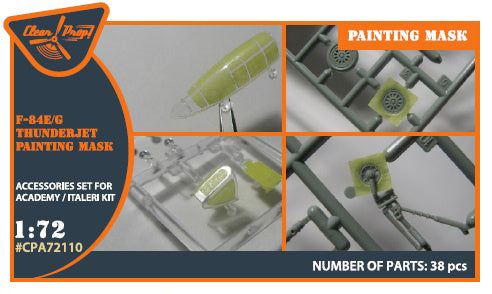 Clear Prop 1/72 F84E/G Thunderjet painting mask on "yellow kabuki paper" for Italeri/Academy kits