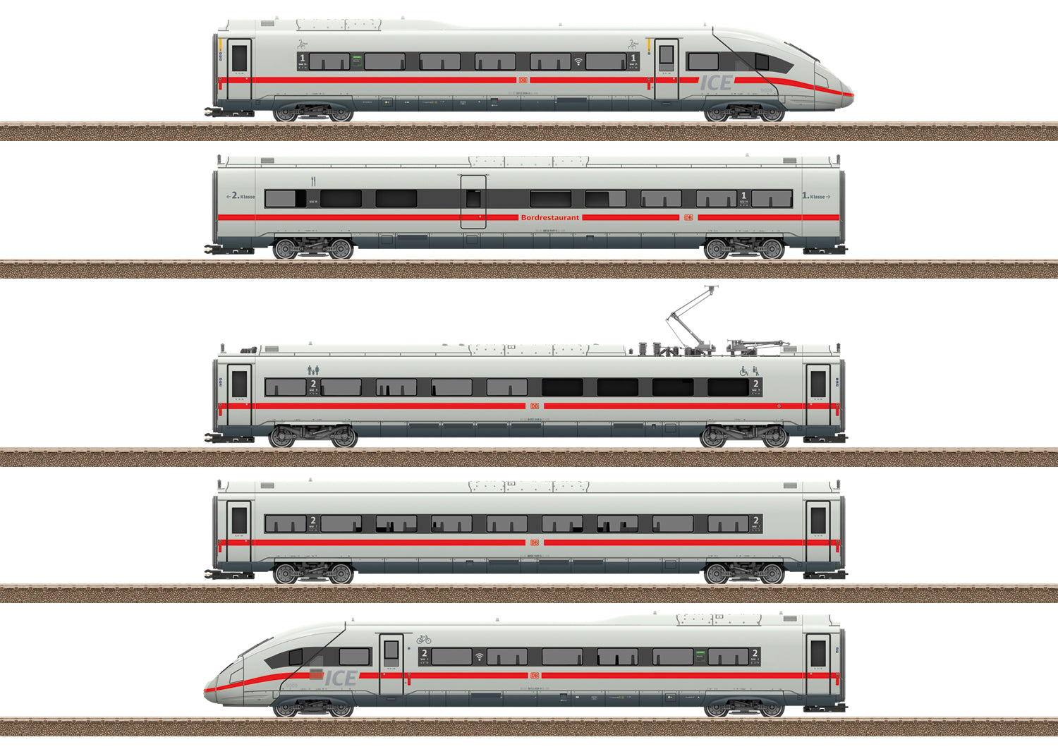 PREORDER Minitrix HO 25978 ICE 4 Class 412-812 Train-Only Set, Deutsche Reichsbahn (5-Pack) (DCC & Sound Equipped)