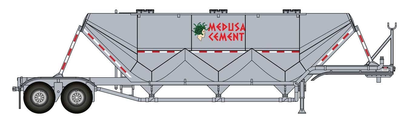 Walthers HO 949-2621 Transload Facility Dry Bulk Semi Trailer, Medusa Cement