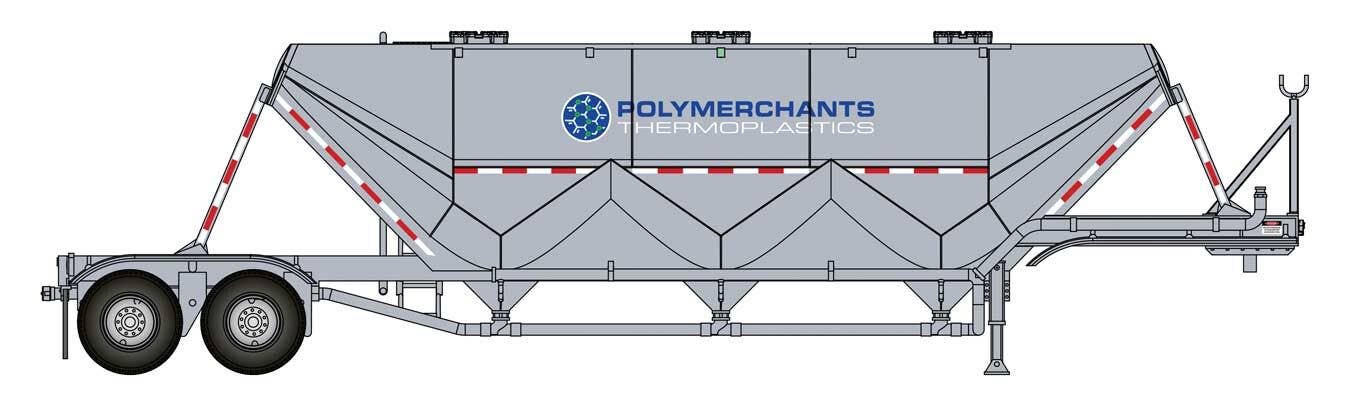 Walthers HO 949-2622 Transload Facility Dry Bulk Semi Trailer, Polymerchant