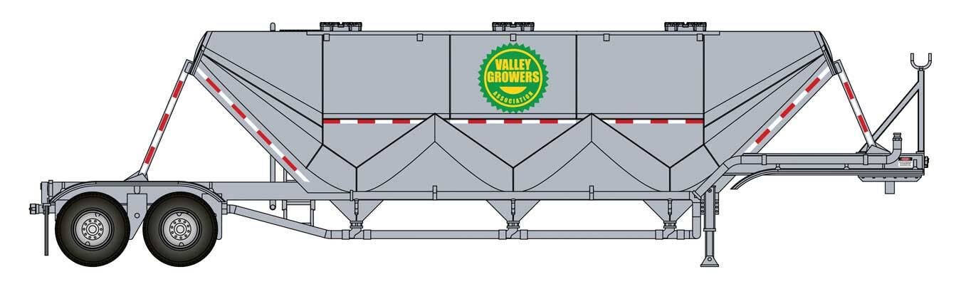 Walthers HO 949-2623 Transload Facility Dry Bulk Semi Trailer, Valley Growers Association