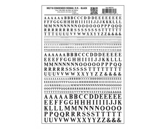 Woodland Scenics WOO718 Dry Transfer Alphabet & Numbers - Condensed Railroad Roman -- Black, All Scales