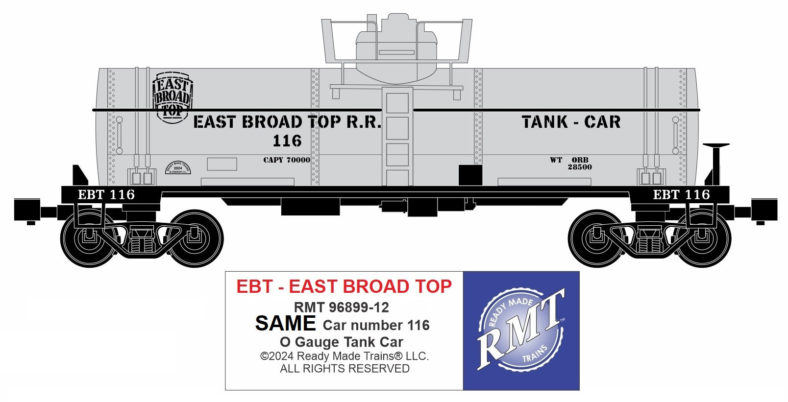 Ready Made Trains O 9689912 Single Dome Tank Car, East Broad Top
