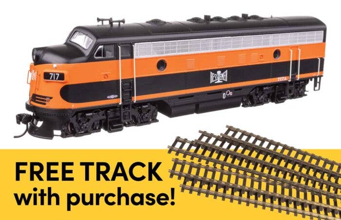 Walthers HO 11402 EMD F7A Locomotive Standard DC with WalthersTrack Code 83 Flex Track 5-Pack, Bessemer & Lake Erie #717A
