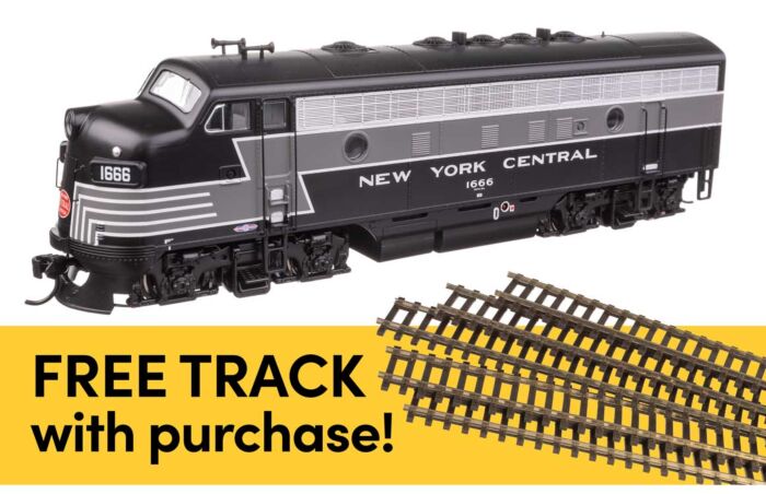 Walthers HO 11412 EMD F7A Locomotive Standard DC with WalthersTrack Code 83 Flex Track 5-Pack, New York Central #1666
