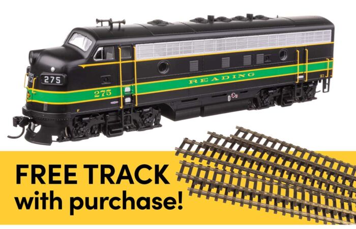 Walthers HO 11416 EMD F7A Locomotive Standard DC with WalthersTrack Code 83 Flex Track 5-Pack, Reading #275A