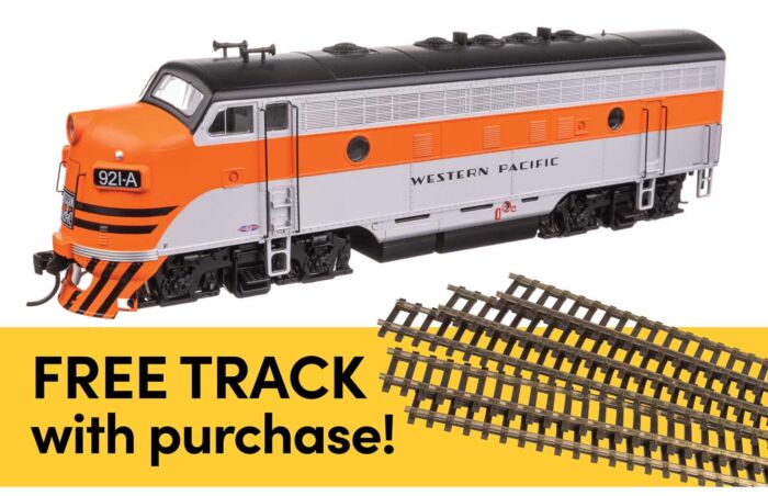Walthers HO 11420 EMD F7A Locomotive Standard DC with WalthersTrack Code 83 Flex Track 5-Pack, Western Pacific #921A