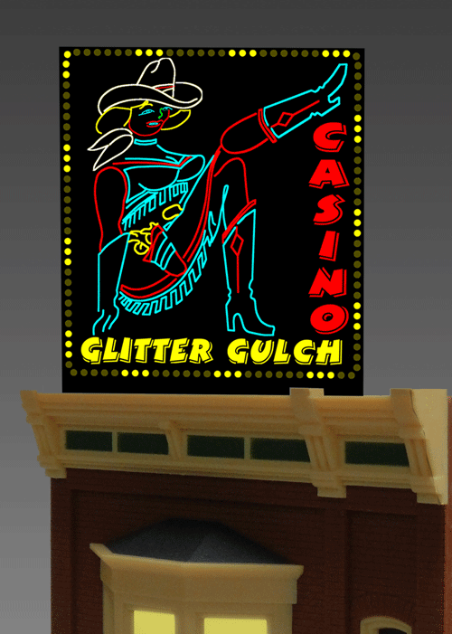 Miller Engineering Animation MIE442602 Glitter Gulch Casino Sign, Small, HO and N Scales