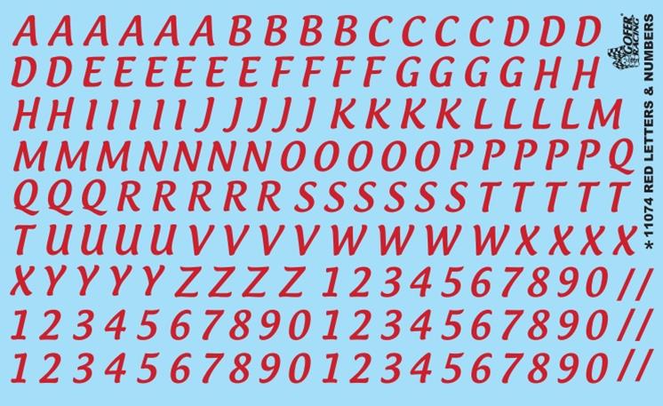 Gofer Racing 11074 Letters and Numbers 5/8' Tall Decal