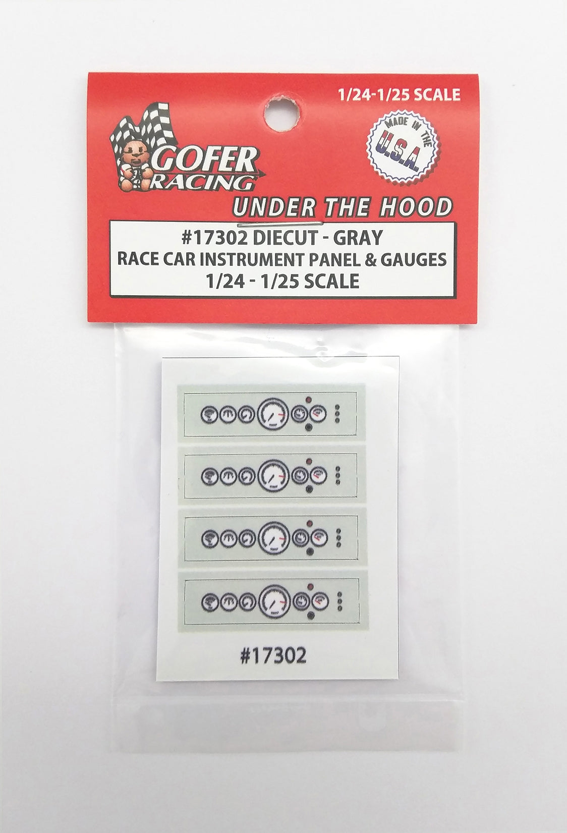 Gofer Racing 17302 Gray Race Car Guages Diecut