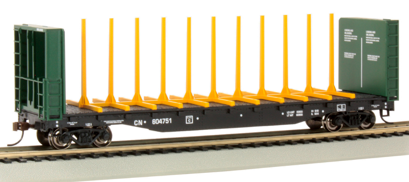 Bachmann HO 12902 52' Center-Beam Flat Car with Bulkheads, Canadian National #604751