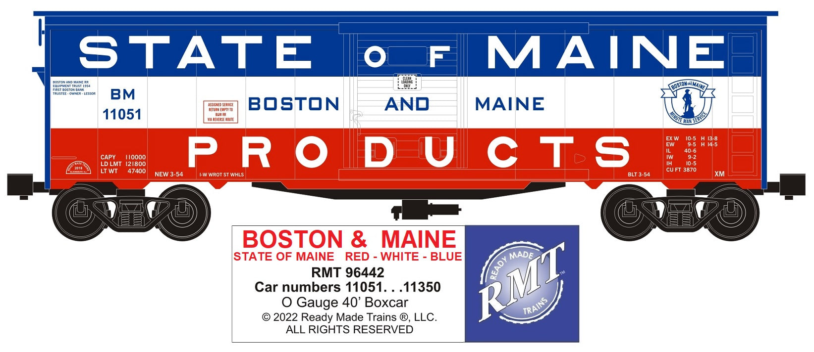 Ready Made Trains O 96442 Boxcar, Boston & Maine