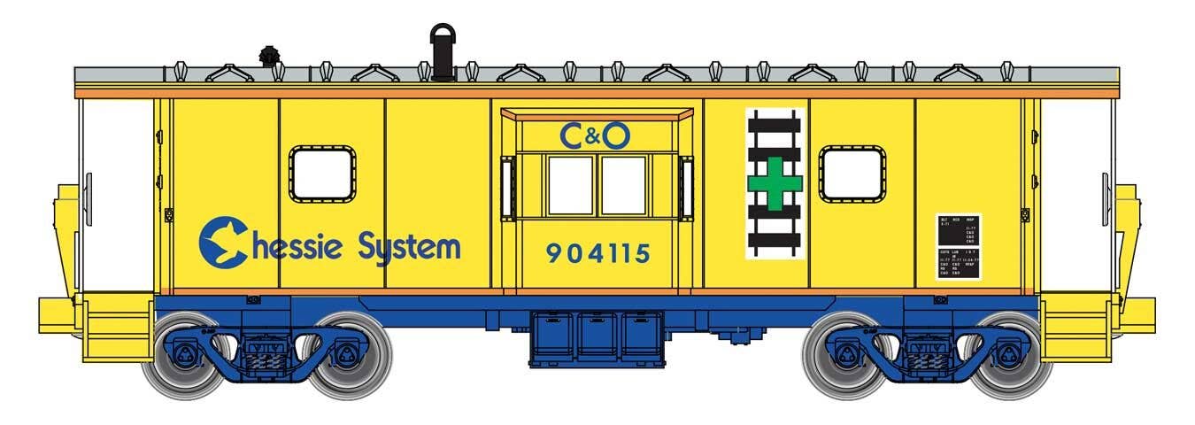 PREORDER Walthers Mainline HO 910-8671 International Bay Window Caboose, Chessie System-C&O #904115