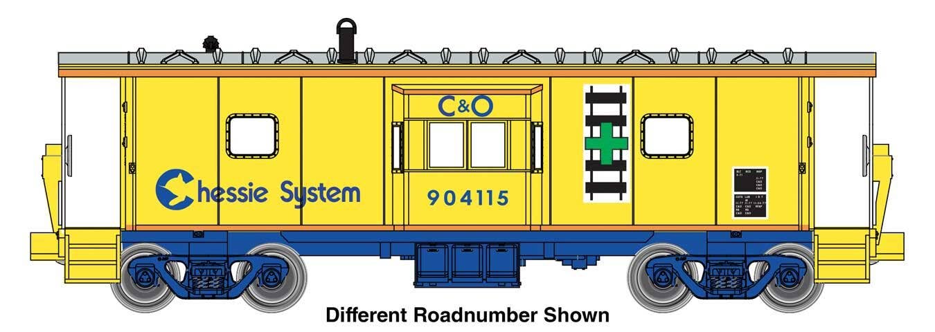 PREORDER Walthers Mainline HO 910-8672 International Bay Window Caboose, Chessie System-C&O #904132