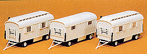 Preiser HO 20005 90N Modern Circus Wagon Set, Plastic Kits, Performers Trailers (3), Undecorated