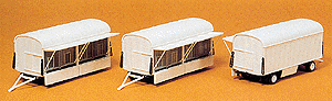 Preiser HO 20007 Modern Circus Wagon Set Plastic Kits, Undecorated Cage Wagoons (3-Pack)