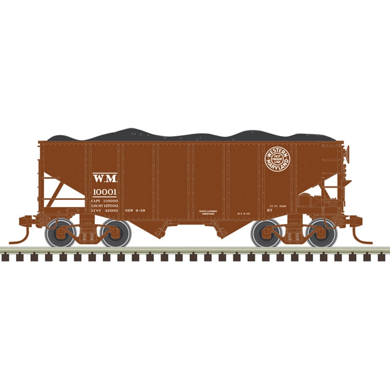 PREORDER Atlas Master Line N 50007227 55-Ton Fishbelly Hopper with Load, Western Maryland #10000/10403/10674 (3-Pack) | 75.47