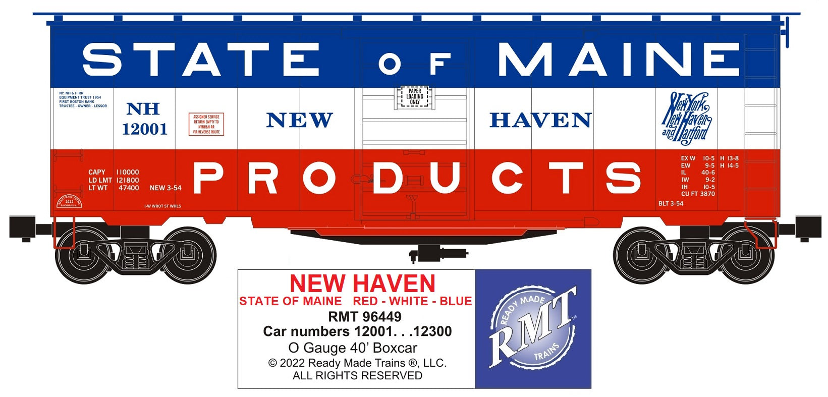Ready Made Trains O 96449 Boxcar, New Haven
