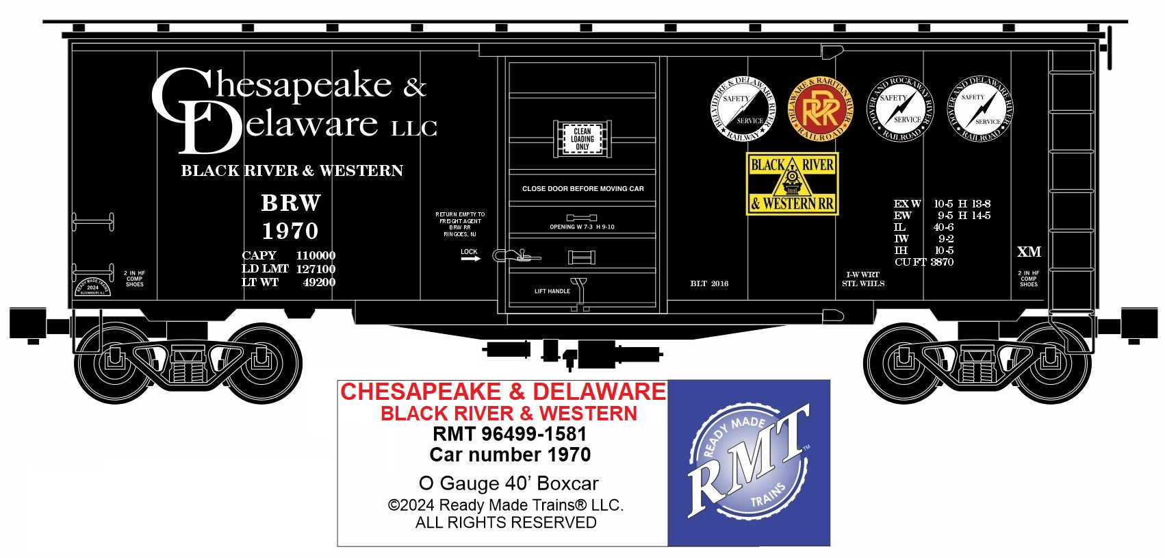 Ready Made Trains O 964991581 Boxcar, Chesapeake & Delaware Black River & Western