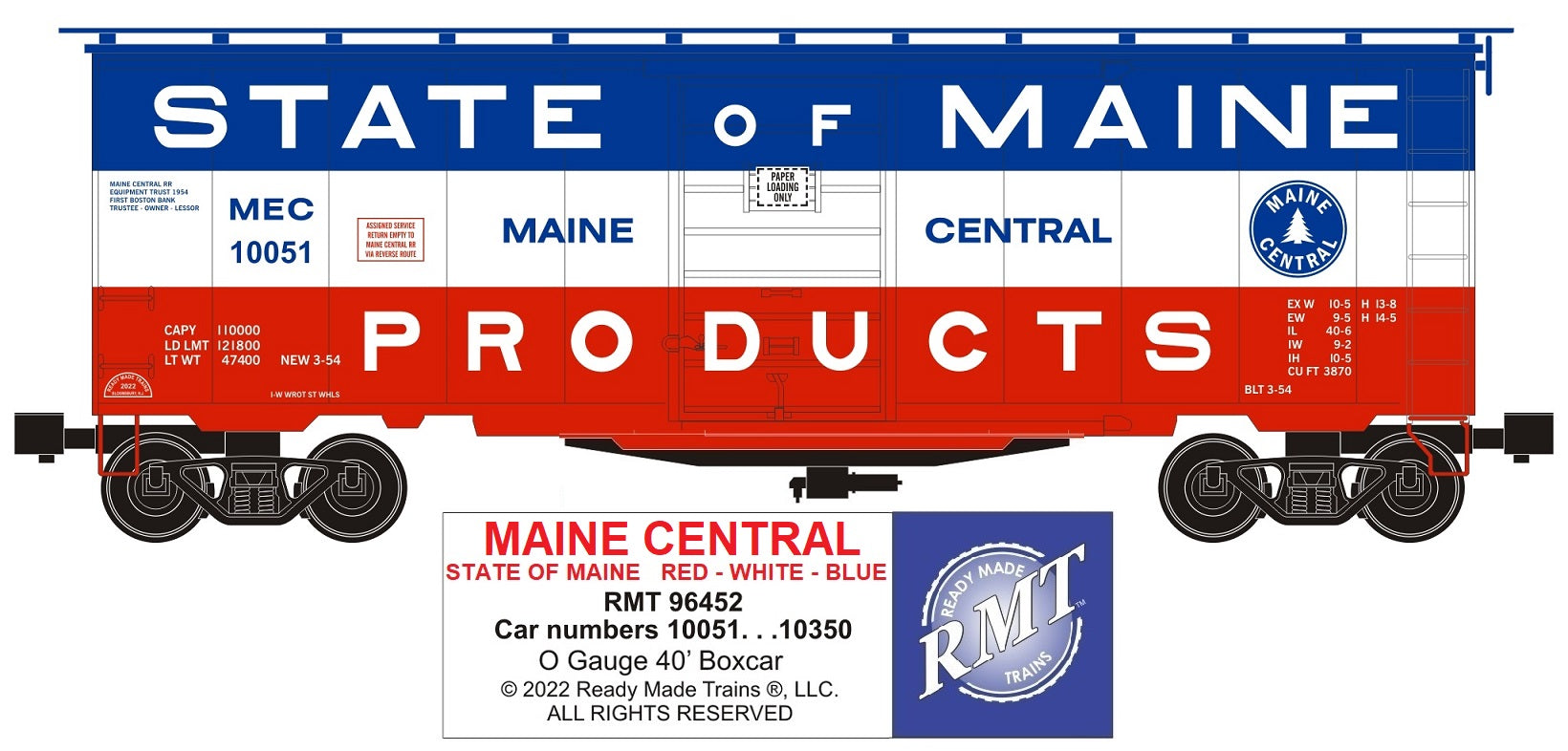 Ready Made Trains O 96452 Boxcar, Maine Central