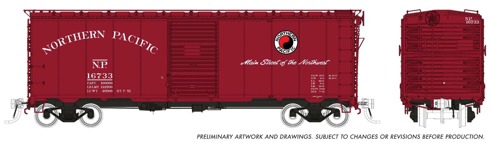 PREORDER Rapido HO 181009 1937 AAR 40' Boxcar with Round Corner, Northern Pacific (6-Pack)