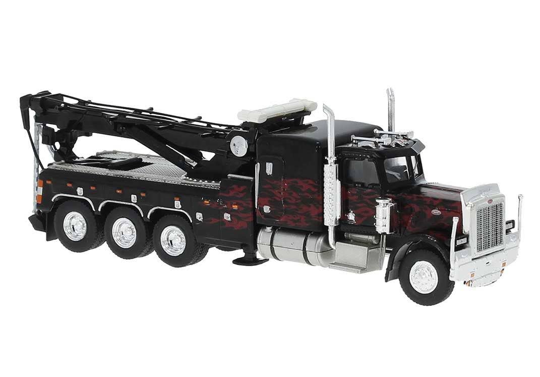 PREORDER Brekina HO 86278 Peterbilt 359 Heavy-Duty Tow Truck, Black with Red Flames