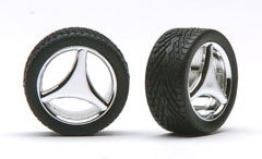 Pegasus Hobbies 1210 Chrome 3 Spoke Rims w/Tires