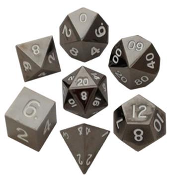 Metallic Dice: Sterling Gray Metal Polyhedral Dice Set 16mm